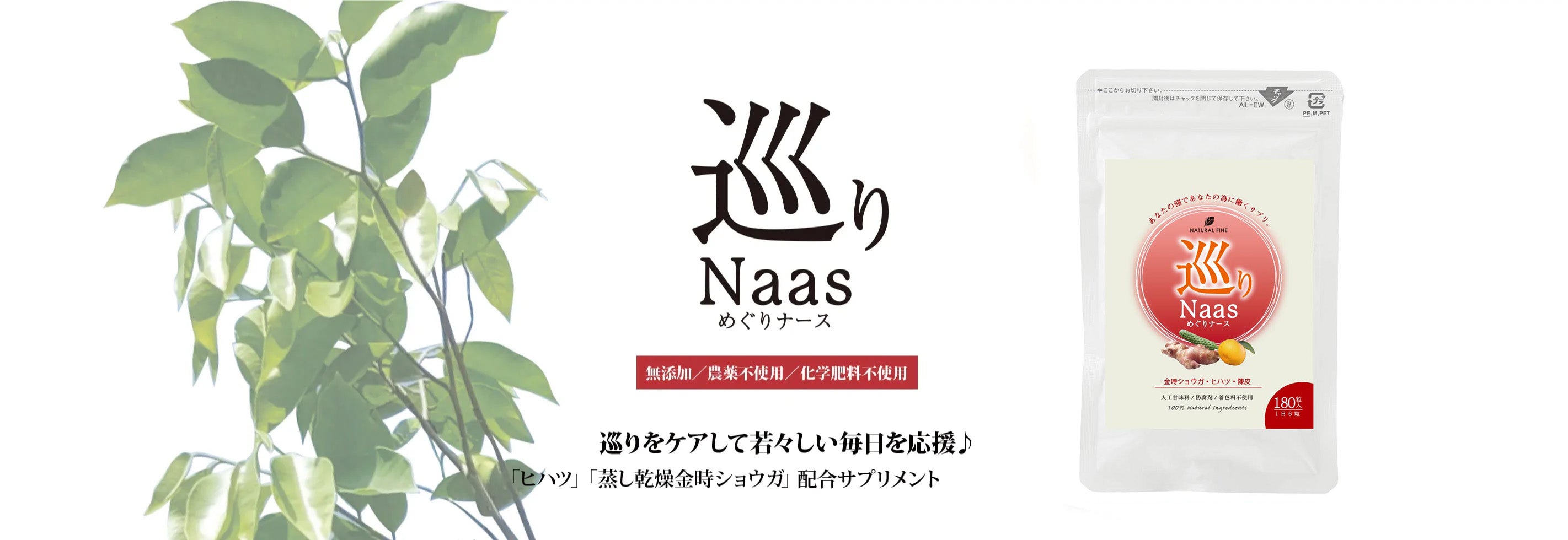 巡りNaas ダイエットを頑張るあなたを栄養面からサポート!「沈香葉」「蒸し乾燥金時ショウガ」「サラシア」配合サプリメント
